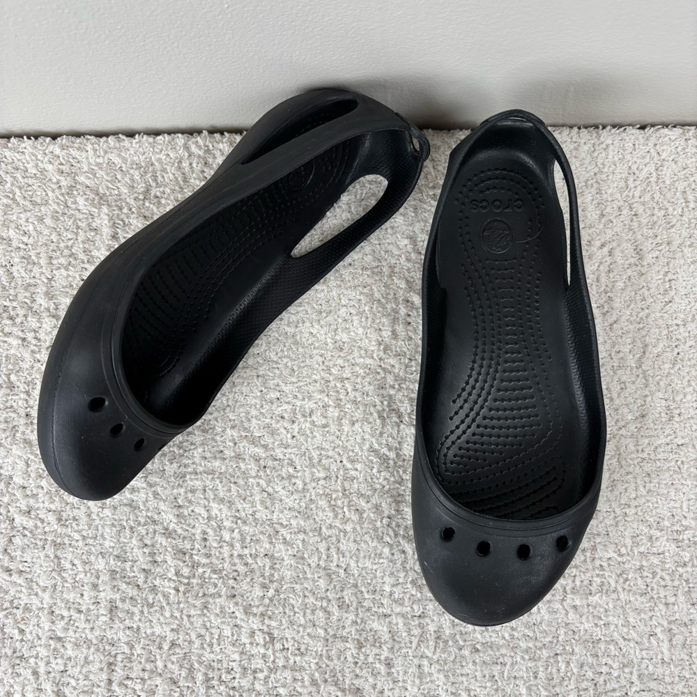 Crocs Shoes Womens 7 Black Kadee Ballet Slip On Comfort Flats